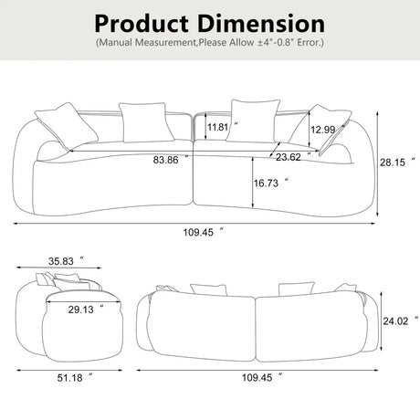 Yellow Curved 4-Seat Medium-Soft Chenille Sofa - Omega Lifestyles