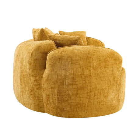Yellow Curved 4-Seat Medium-Soft Chenille Sofa - Omega Lifestyles
