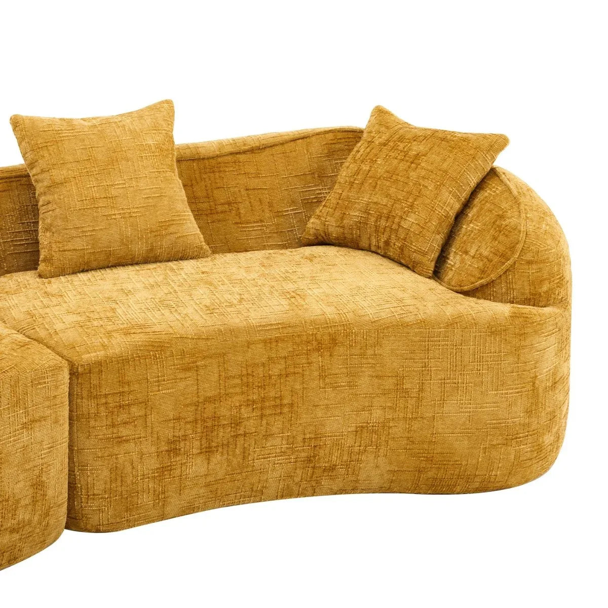 Yellow Curved 4-Seat Medium-Soft Chenille Sofa - Omega Lifestyles