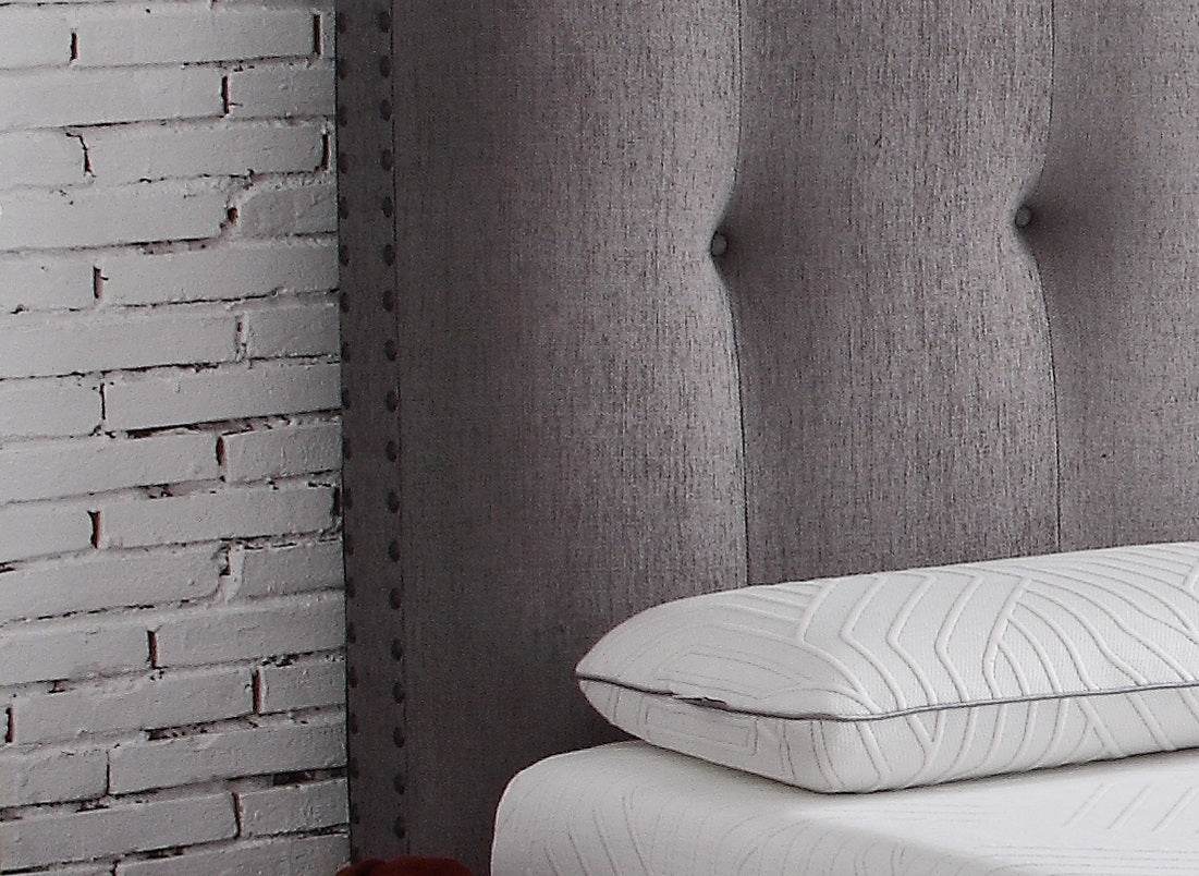 Queen Tufted Upholstered Wood Panel Headboard Gray Polyester - Bridgevine Home - Omega Lifestyles