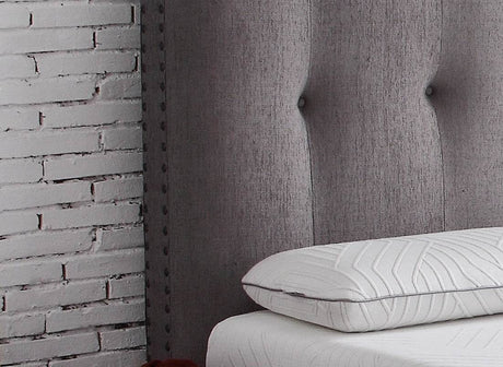 Queen Tufted Upholstered Wood Panel Headboard Gray Polyester - Bridgevine Home - Omega Lifestyles