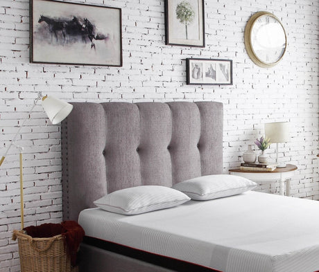 Queen Tufted Upholstered Wood Panel Headboard Gray Polyester - Bridgevine Home - Omega Lifestyles