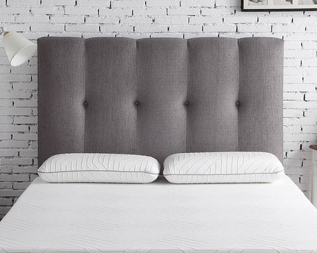Queen Tufted Upholstered Wood Panel Headboard Gray Polyester - Bridgevine Home - Omega Lifestyles
