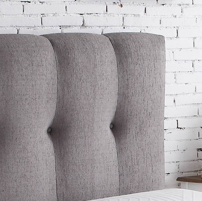 Queen Tufted Upholstered Wood Panel Headboard Gray Polyester - Bridgevine Home - Omega Lifestyles