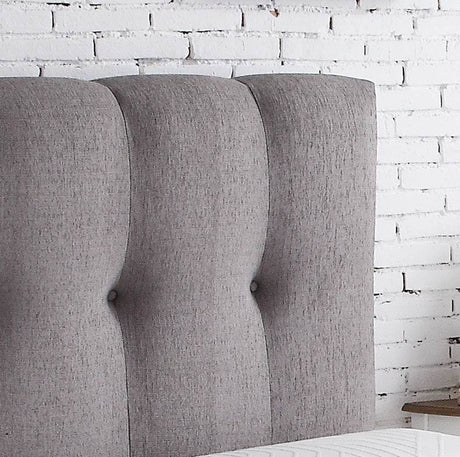 Queen Tufted Upholstered Wood Panel Headboard Gray Polyester - Bridgevine Home - Omega Lifestyles