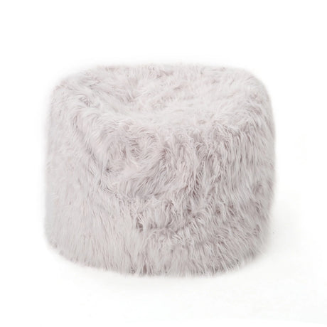 Rounded Lavender Faux Fur Foam Filled Bean Bag Chair - Omega Lifestyles