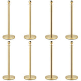 Set of 8 Stainless Steel Gold Velvet Rope Posts - Omega Lifestyles