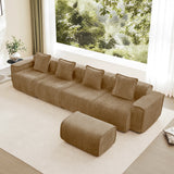 Modular 4-Seat Boneless Velvet Fabric Sectional Sofa - Omega Lifestyles