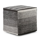 Woven Grey Mélange Fabric Cube Pouf Stool - Omega Lifestyles