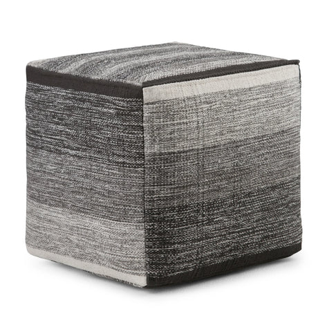 Woven Grey Mélange Fabric Cube Pouf Stool - Omega Lifestyles
