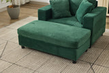 Green Corduroy Chaise Lounge Chair With Ottoman - Omega Lifestyles