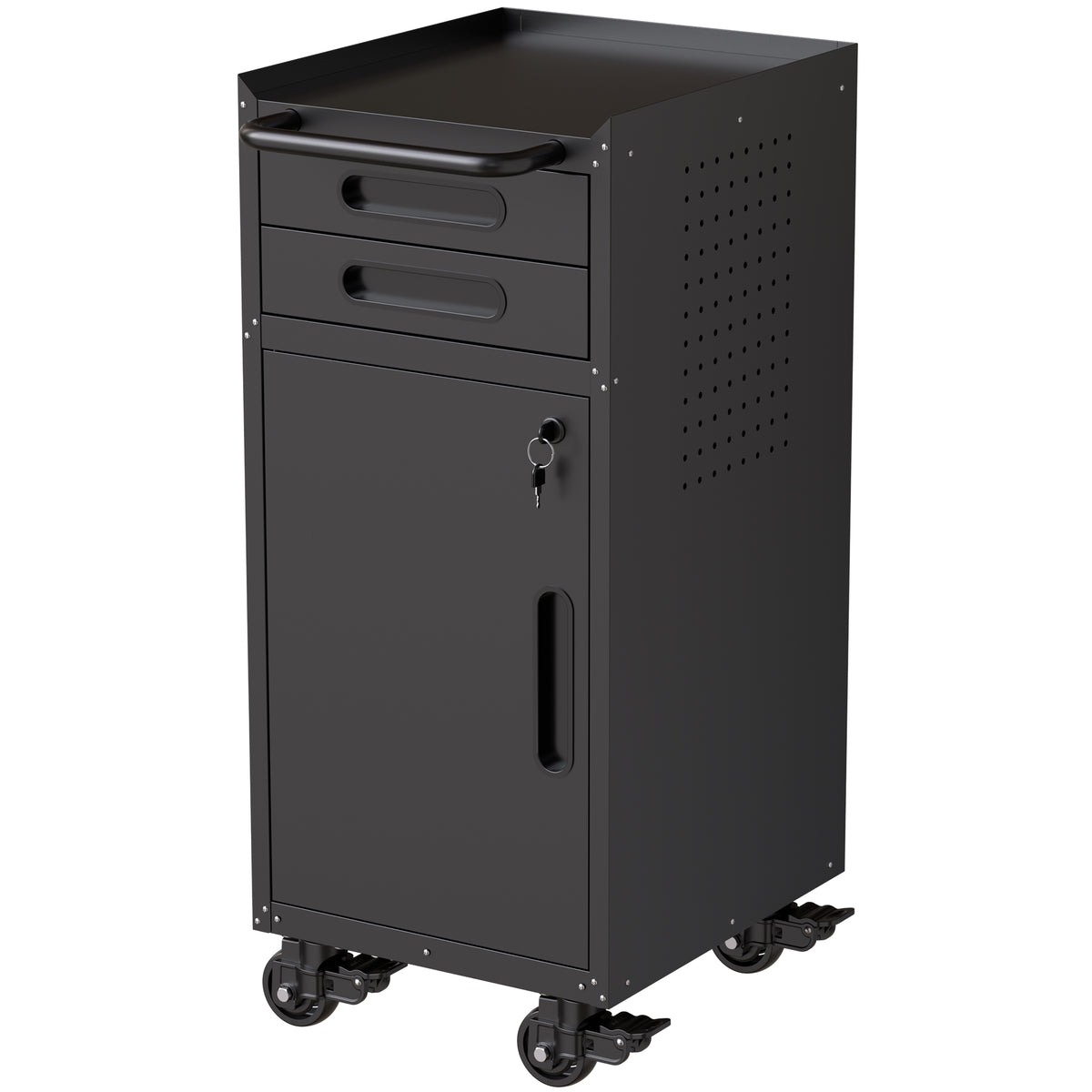 Slim Lockable Metal Rolling Tool Cabinet With Drawers