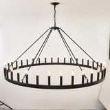 Matte Black Farmhouse 36-Light Wagon Wheel Chandelier - Omega Lifestyles