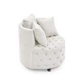 Velvet Upholstered Plush Swivel Chair With Pillows - Omega Lifestyles