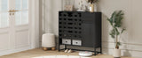 Black Woven Door Buffet Cabinet With Adjustable Storage - Omega Lifestyles