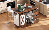 Farmhouse Sliding Barn Door Kitchen Island Cart - Omega Lifestyles