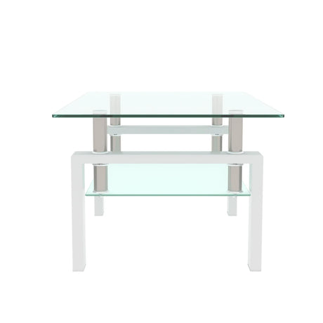 Modern Rectangle Glass Coffee Table With Double Storage - Omega Lifestyles