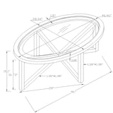Modern Round Tempered Glass Coffee Table With Wood Base - Sleep Galleria