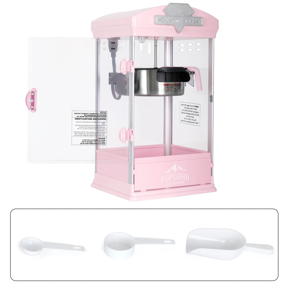 8-Ounce Stainless Steel Countertop Popcorn Maker Pink - Omega Lifestyles