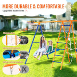 6-in-1 Metal A-Frame Backyard Swing Set With Accessories - Omega Lifestyles