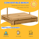 Children’s Outdoor Wooden Sandbox With Adjustable Canopy - Omega Lifestyles