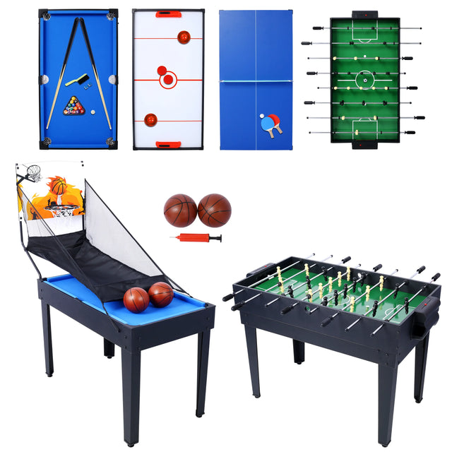 5-in-1 Multi-Game Table Billiards Foosball Ping Pong Basketball - Omega Lifestyles
