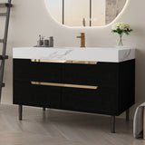 Modern 35.4-Inch Faux Marble Bathroom Vanity With Sink