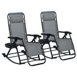 2-Piece Outdoor Zero Gravity Folding Steel Rocking Chairs