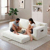 Convertible Corduroy Memory Foam Loveseat Sofa Bed - Omega Lifestyles