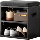 Wooden Entryway Storage Shoe Bench With Cushion Seating - Omega Lifestyles