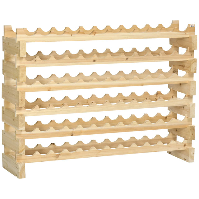 Natural Wood 72-Bottle Stackable Wine Rack Organizer - Omega Lifestyles