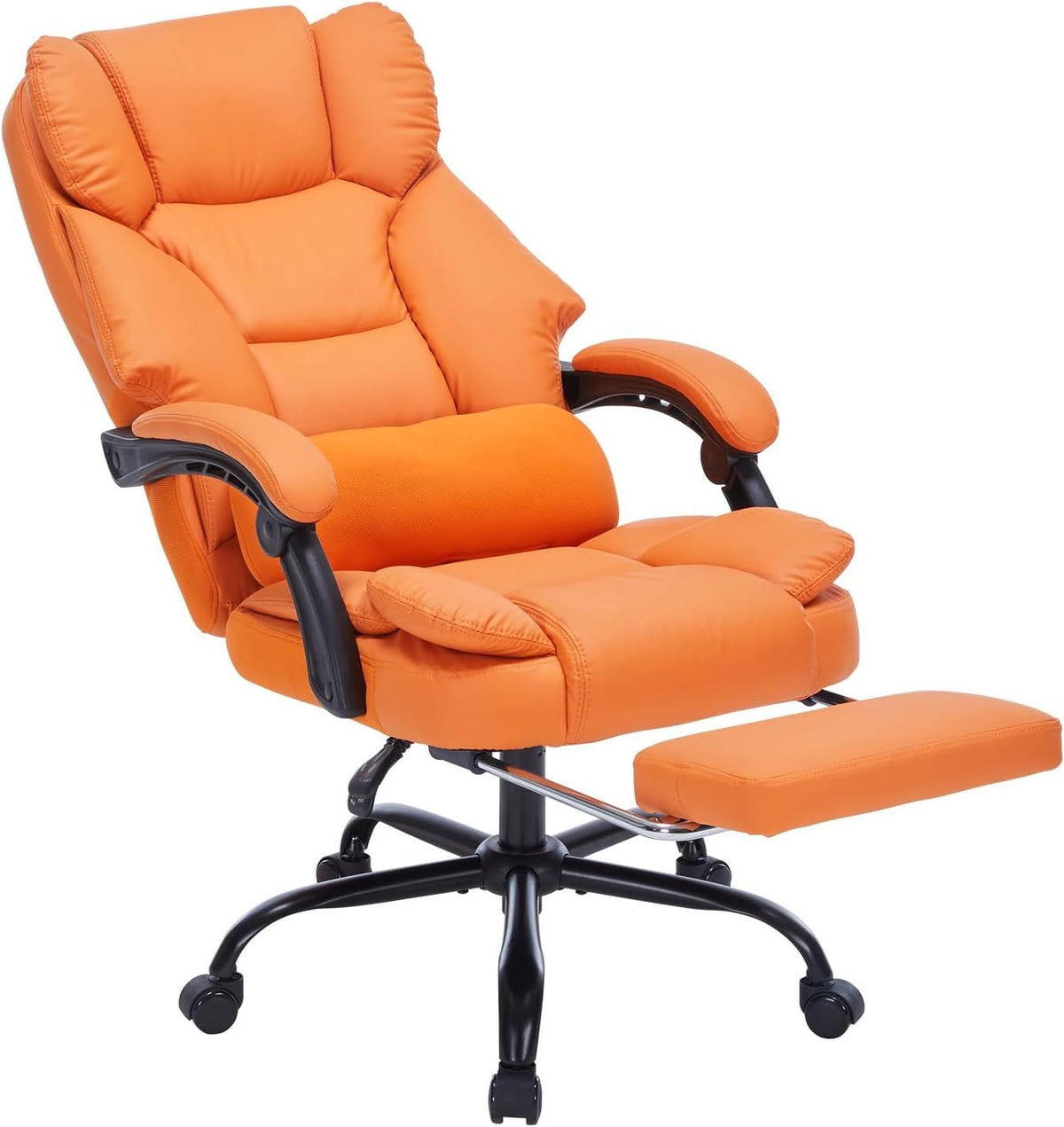 Reclining PU Leather Executive Office Chair With Footrest