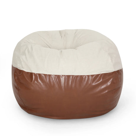 Faux Leather Foam Filled Rounded Maxi Bean Bag Chair - Omega Lifestyles