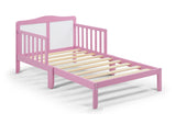 Solid Wood Pink Toddler Bed With Safety Rails - Omega Lifestyles