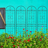 Set Of 4 Black Powder-Coated Metal Garden Trellis