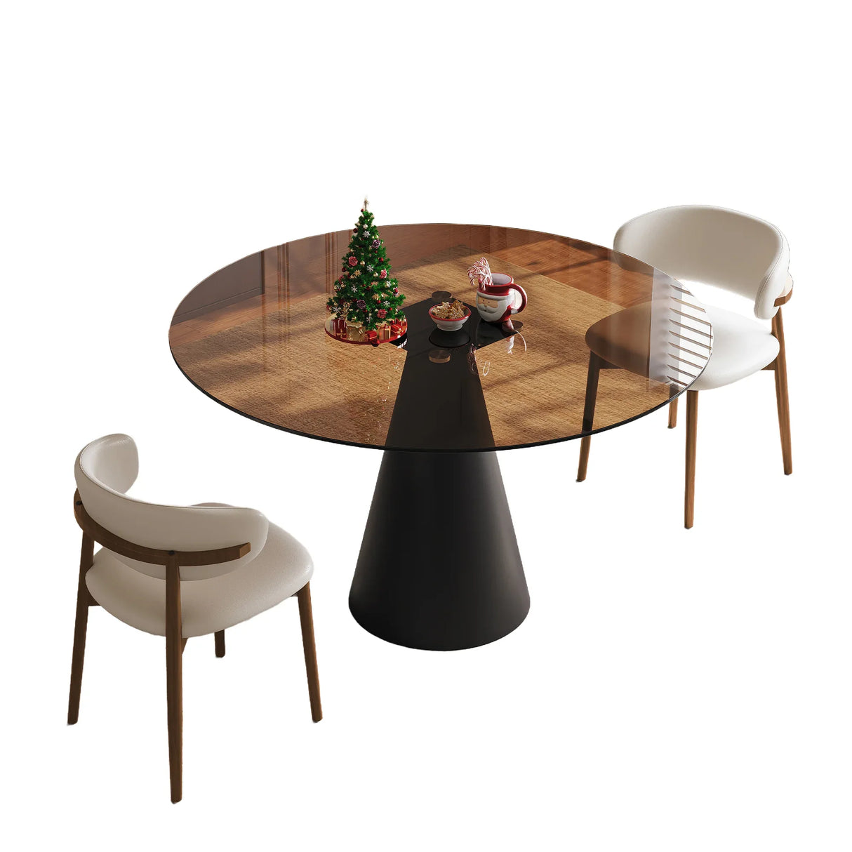 35-Inch Round Tempered Glass Metal Base Dining Table - Omega Lifestyles