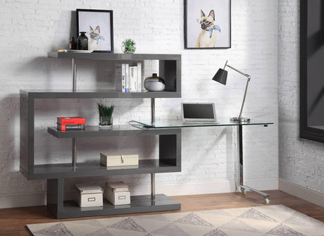 Modern Clear Glass Chrome Finish Swivel Writing Desk - Omega Lifestyles