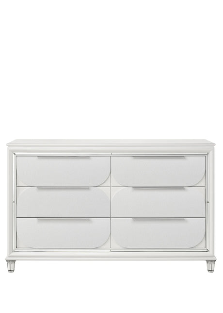 Modern Pearl White Synthetic Wood Dresser With Ample Storage - Omega Lifestyles