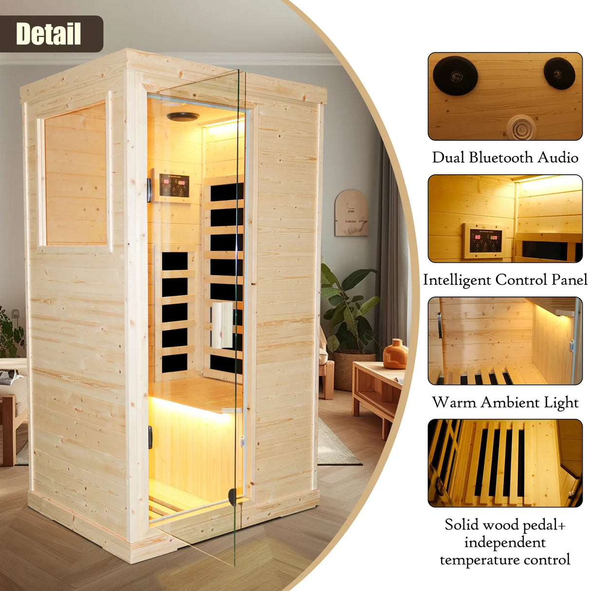 Single Person Spruce Wood Far Infrared Sauna - Omega Lifestyles