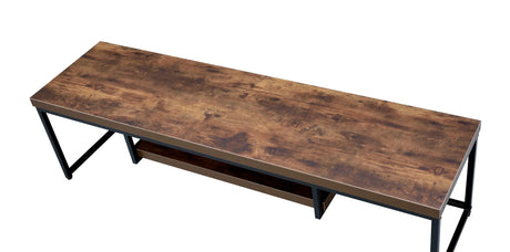 Weathered Oak Black Metal Finish TV Stand - Omega Lifestyles