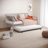 Twin Contemporary Silver Metal Daybed With Trundle Mattress Ready - Omega Lifestyles