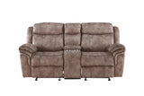 Chocolate Velvet Recliner Loveseat With USB Port Console - Omega Lifestyles
