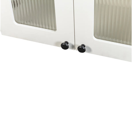 Arched Glass Door Floating Wall Cabinet With Shelves - Omega Lifestyles