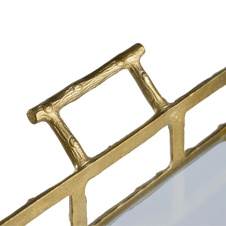 Antique Brass Aluminum Glass Two-Tier Bar Cart - Omega Lifestyles