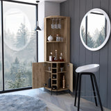 Beige Particle Board Corner Bar Cabinet With Wine Rack - Omega Lifestyles