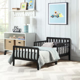 Solid Wood Black Toddler Bed With Safety Rails - Omega Lifestyles