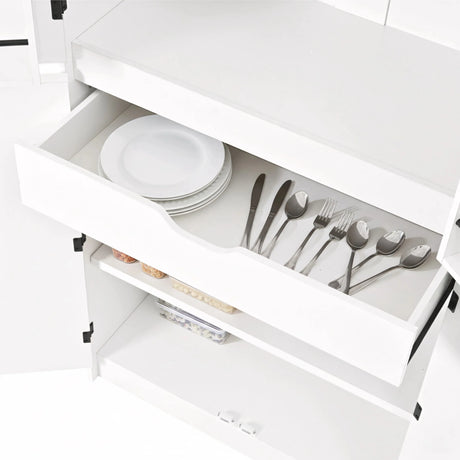 Modern Curved Design Kitchen Pantry Cabinet With Drawer - Omega Lifestyles