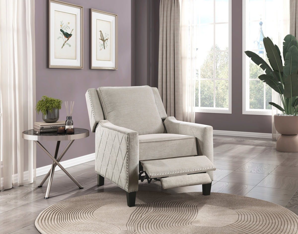 Modern Push-Back Recliner Chair Sand Textured Upholstery