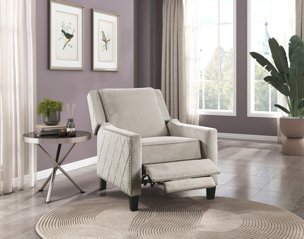 Modern Push-Back Recliner Chair Sand Textured Upholstery