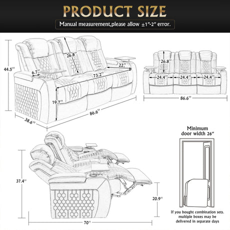Ultra-Plush Top-Grain Nappa Leather Power Recliner - Omega Lifestyles